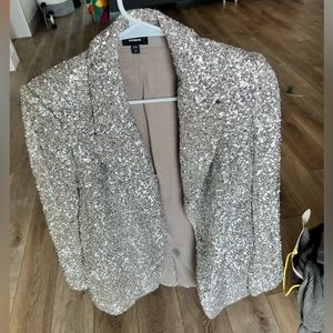 Sequin Peak Lapel Boyfriend Blazer